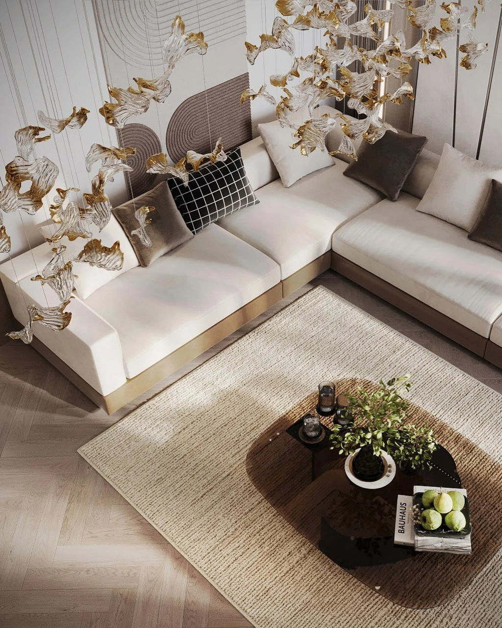 Вид на гостиную сверху